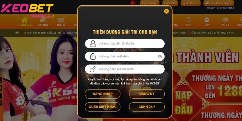 เข้าสู่ลิงค์ที่ถูกต้องและเลือกเข้าสู่ระบบ KEOBET