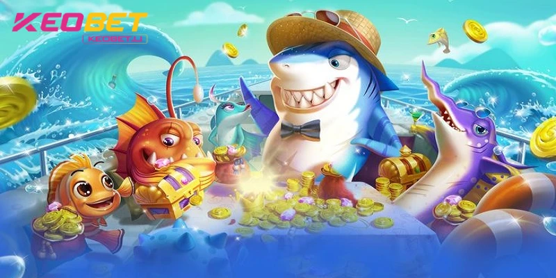 อินเทอร์เฟซมหาสมุทรอันสดใสในเกมยิงปลาสล็อต KEOBET